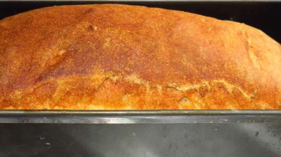 Pane di frumento con semi di lino su pasta vecchia e lievito liquido