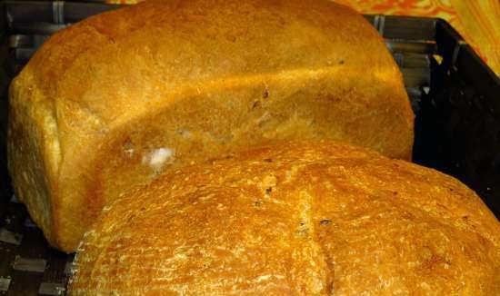 Pane di frumento con semi di lino su pasta vecchia e lievito liquido