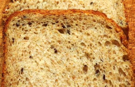 Bread with oatmeal, bran, sesame and seeds