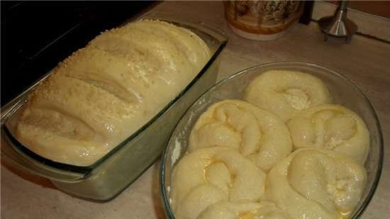 Hvetebrød med poteter og cottage cheese (ovn)