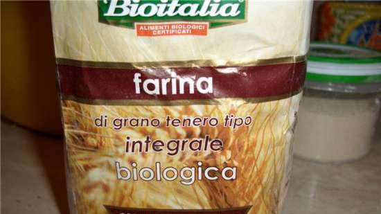 Pan con harina integral italiana sobre requesón (horno)