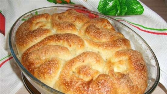 Wheat bread with potatoes and cottage cheese (oven)