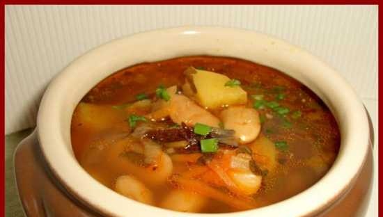 Zuppa di fagioli di Lima e prugne