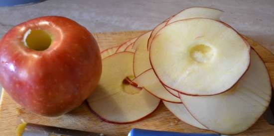 Pancake rolls with curdled milk, with apple baking