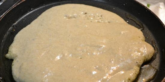 Panqueques gruesos con leche cuajada con harina integral y horneados