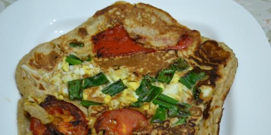 Dikke pannenkoeken met gestremde melk met volkorenmeel en gebakken