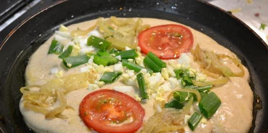 Dikke pannenkoeken met gestremde melk met volkorenmeel en gebakken