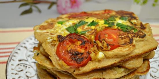 Dikke pannenkoeken met gestremde melk met volkorenmeel en gebakken