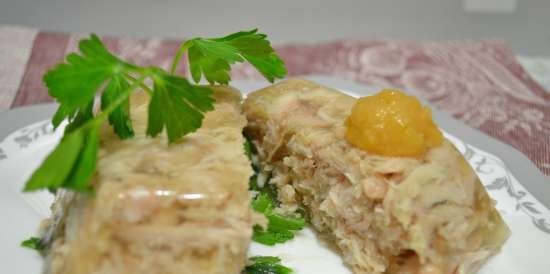 Aspic จากปีกไก่ "สำหรับจานเดียว" (Multicooker Redmond RMC-01)