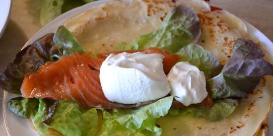 Frittelle di birra al latte con salmone leggermente salato