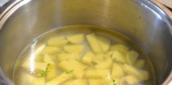 Fresh cabbage soup (reconstituted from frozen stock)