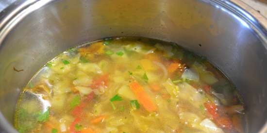 Fresh cabbage soup (reconstituted from frozen stock)