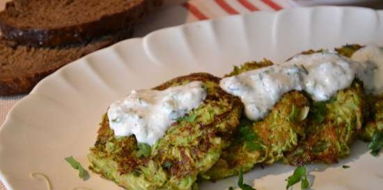 Frittelle di zucchine con crusca di lino e pasta di aglio