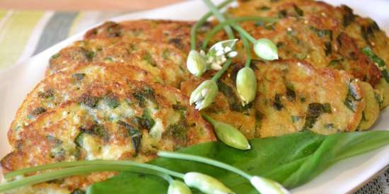 Pancakes with fresh wild garlic (gluten-free)