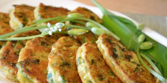 Pancakes with fresh wild garlic (gluten-free)