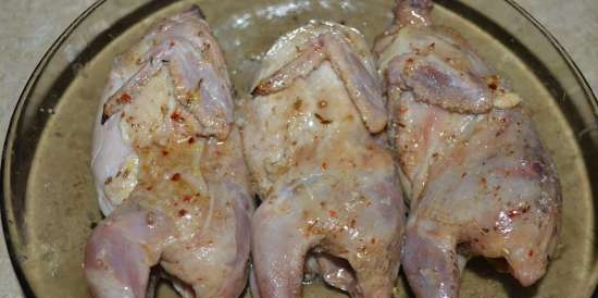 Quail with grilled cranberry sauce