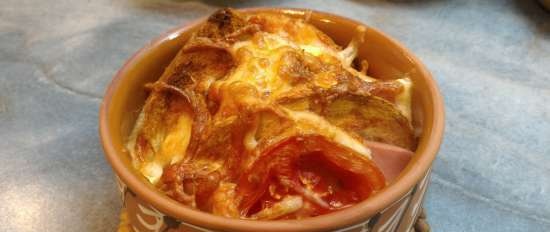 Cheese casserole with bread and tomatoes (Philips Airfryer)