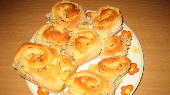 Garlic rolls with cheese, from flatbread dough