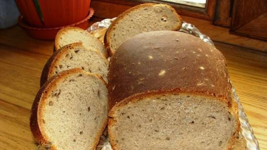 Pan de trigo con masa madre de centeno con linaza, salvado