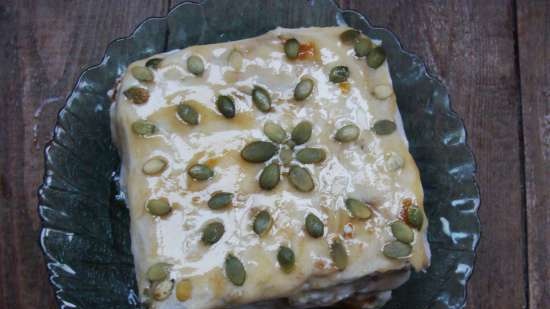 Pastel de pepitas de calabaza con mermelada de albaricoque (Kuerbiskern-Marillentorte)