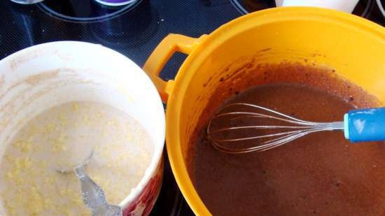 Pane a scacchi con carruba, datteri, latte di mandorle