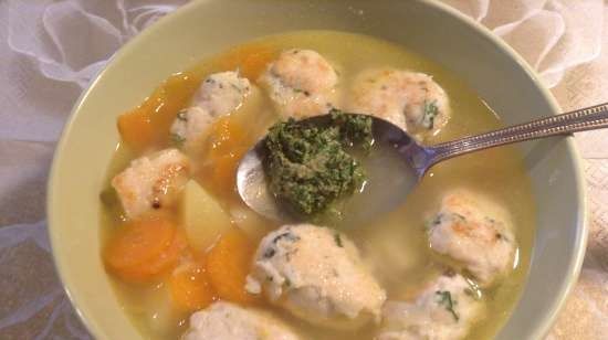 Sopa de verdures amb mandonguilles suaves