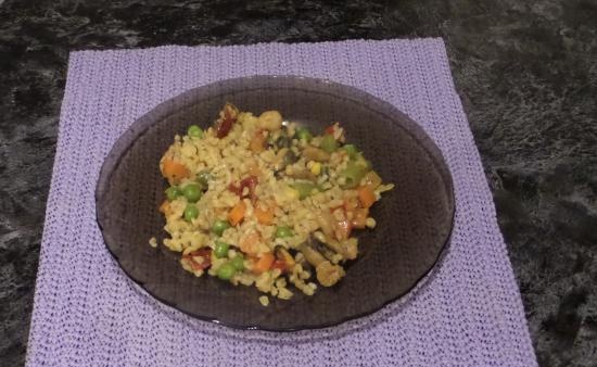 Bulgur met garnalen en groenten