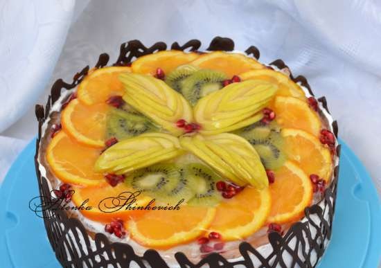 Torta al cioccolato e agrumi con mousse di fragole