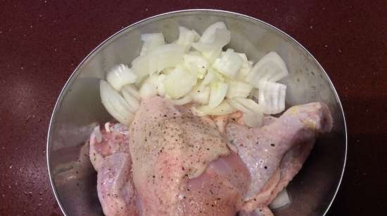 Pollo in Riesling (vino bianco) in stile Baden Haehnchen in Risling (pentola a pressione multicooker Steba)