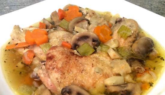 Chicken in Riesling (white wine) in Baden style Haehnchen in Risling (Steba multicooker-pressure cooker)