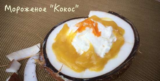 Kokosijs met limoen en kokoschips (Gelato al cocco)