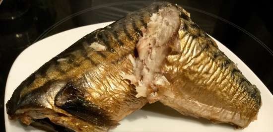 Hot smoked mackerel in a microwave or convection oven