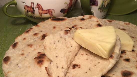 Pastel de semillas de chía de masa madre italiana (Piadina)