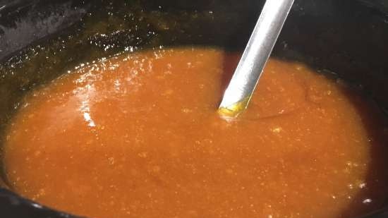 Flavored apricot jam with your favorite herbal balm in a slow cooker