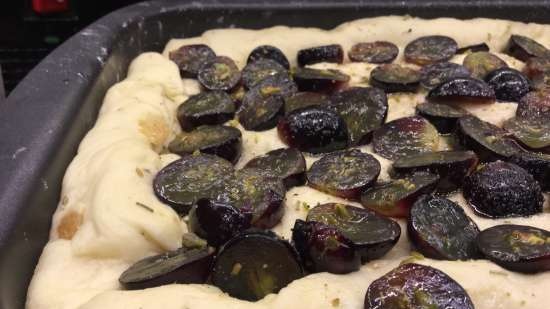 Italian Grape Bread (Focaccia with Grapes, Olive Oil at Pepper)