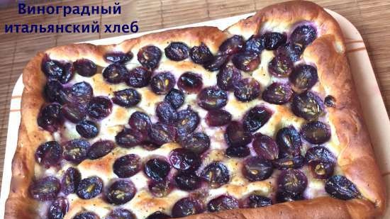 Italian Grape Bread (Focaccia with Grapes, Olive Oil at Pepper)