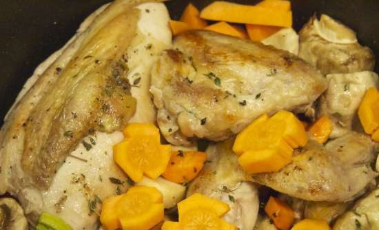 Pollo in Riesling (vino bianco) in stile Baden Haehnchen in Risling (pentola a pressione multicooker Steba)