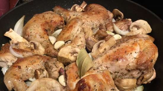 Pollo al vino con uvas. Woihinkelche (Huhn en wein)