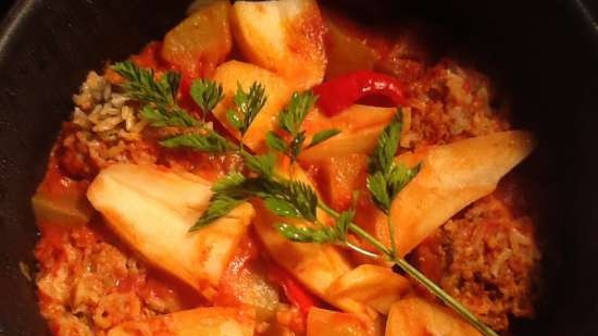 Meatballs a la Stuffed peppers in a multicooker Bork U700