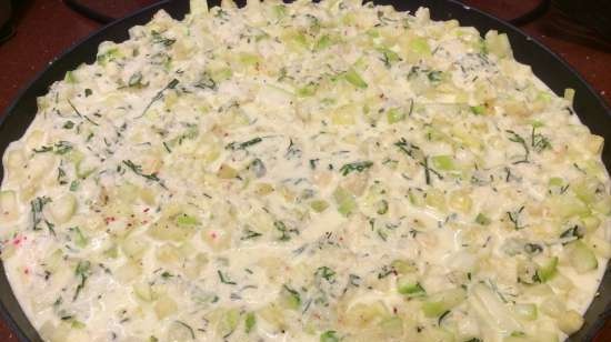 Casseruola di zucchine o zucchine con formaggio (calcolo per il forno per pizza Princess 115000)