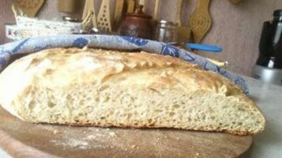 Wheat bread on ripe dough (self-leavening)