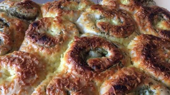 Garlic rolls with cheese, from flatbread dough