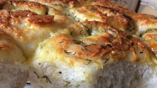 Garlic rolls with cheese, from flatbread dough