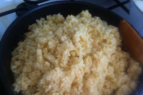 Bulgur met garnalen en groenten