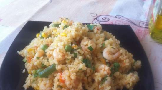 Bulgur amb gambes i verdures