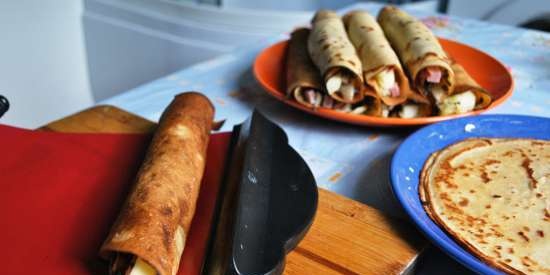 Pannenkoekenbroodjes met aardappelpuree en haring