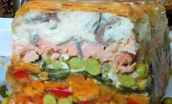 Layered fish cake with vegetables