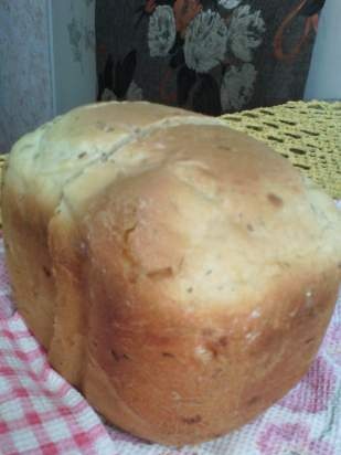 Spicy bread with garlic and herbs in a bread maker