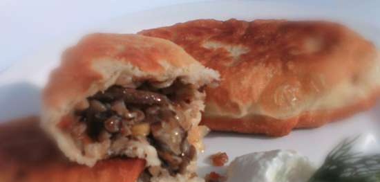 Old world pies with buckwheat, sauerkraut and mushrooms