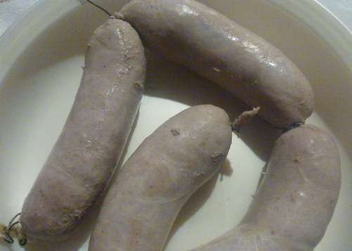 Bratwurst - fried white sausages